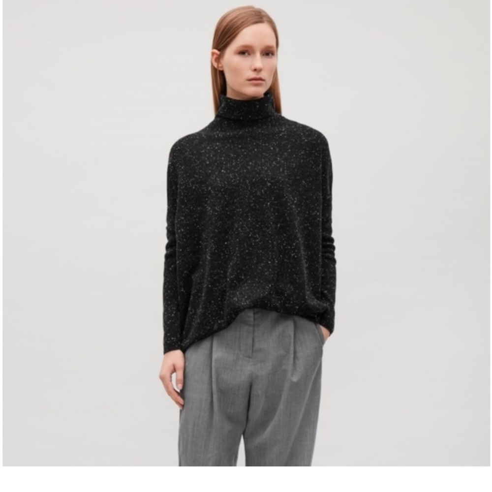 COS Merino Wool Dark Grey Marled Oversized Turtleneck Sweater Small - Picture 6 of 7